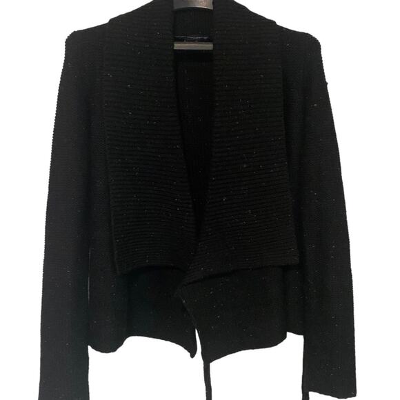 French Connection Cardigan Women's Size Small Black Marled Wool Blend Office - Picture 1 of 5
